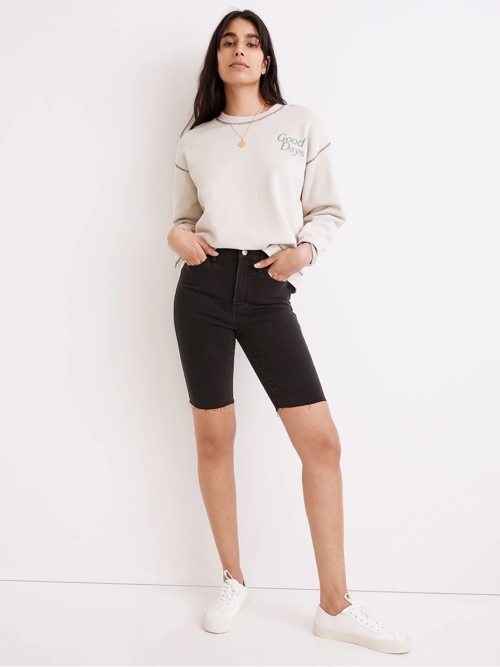 Madewell Roadtripper Super Soft Biker Shorts in Lunar Wash
